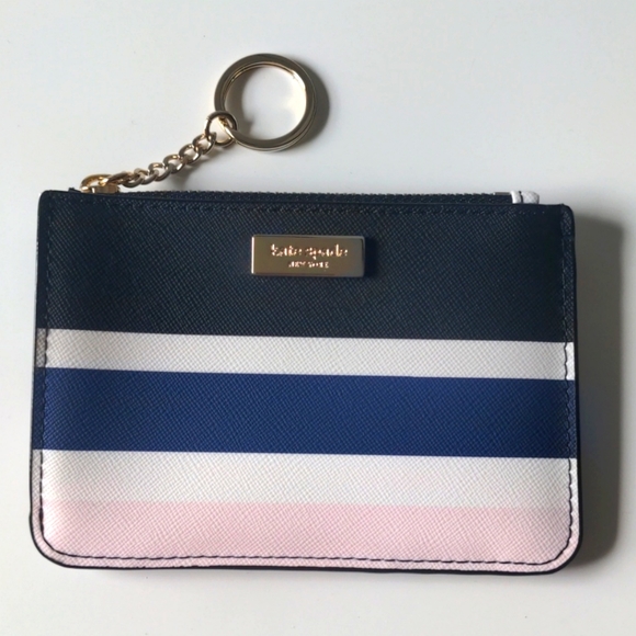 Kate Spade Striped Keychain Cardholder Wallet - Picture 1 of 2